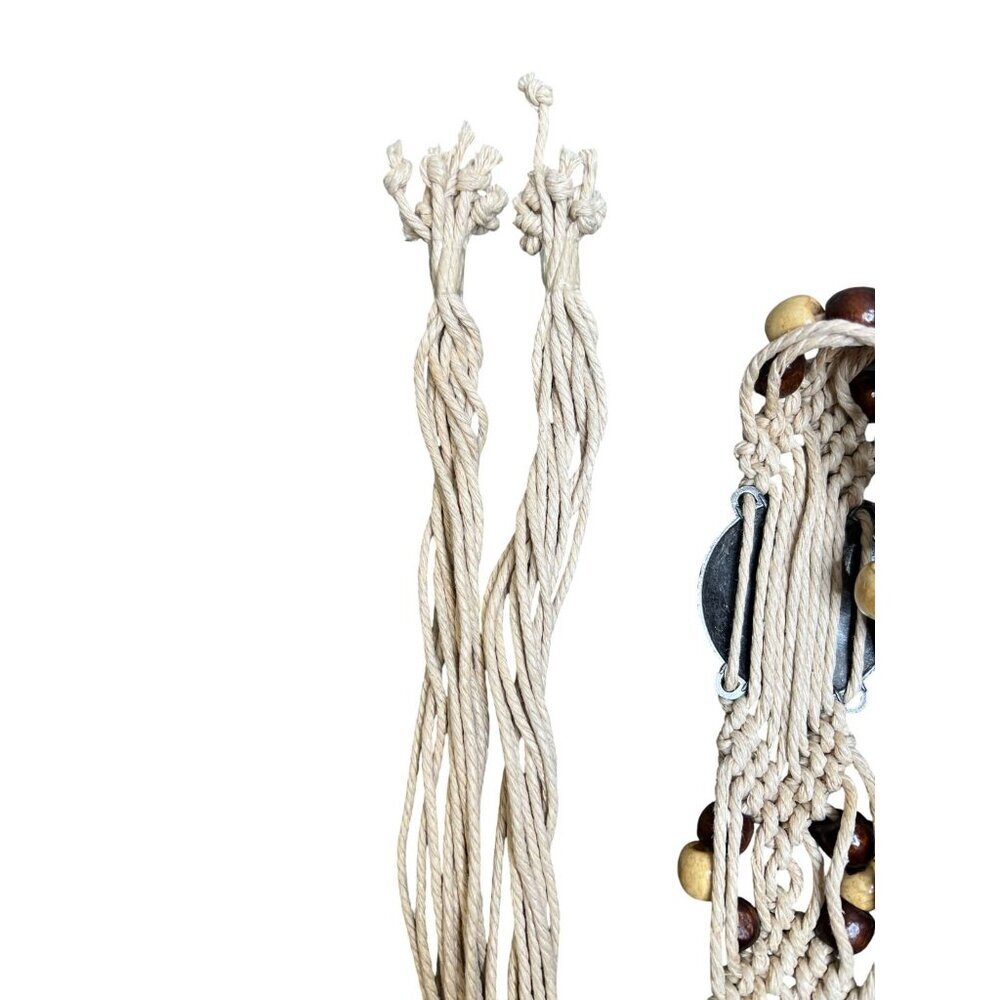 Boho Tribal Woven Rope Belt w/ Faux Turquoise & Beads Beachy Bohemian Style 78'' - Picture 3 of 6